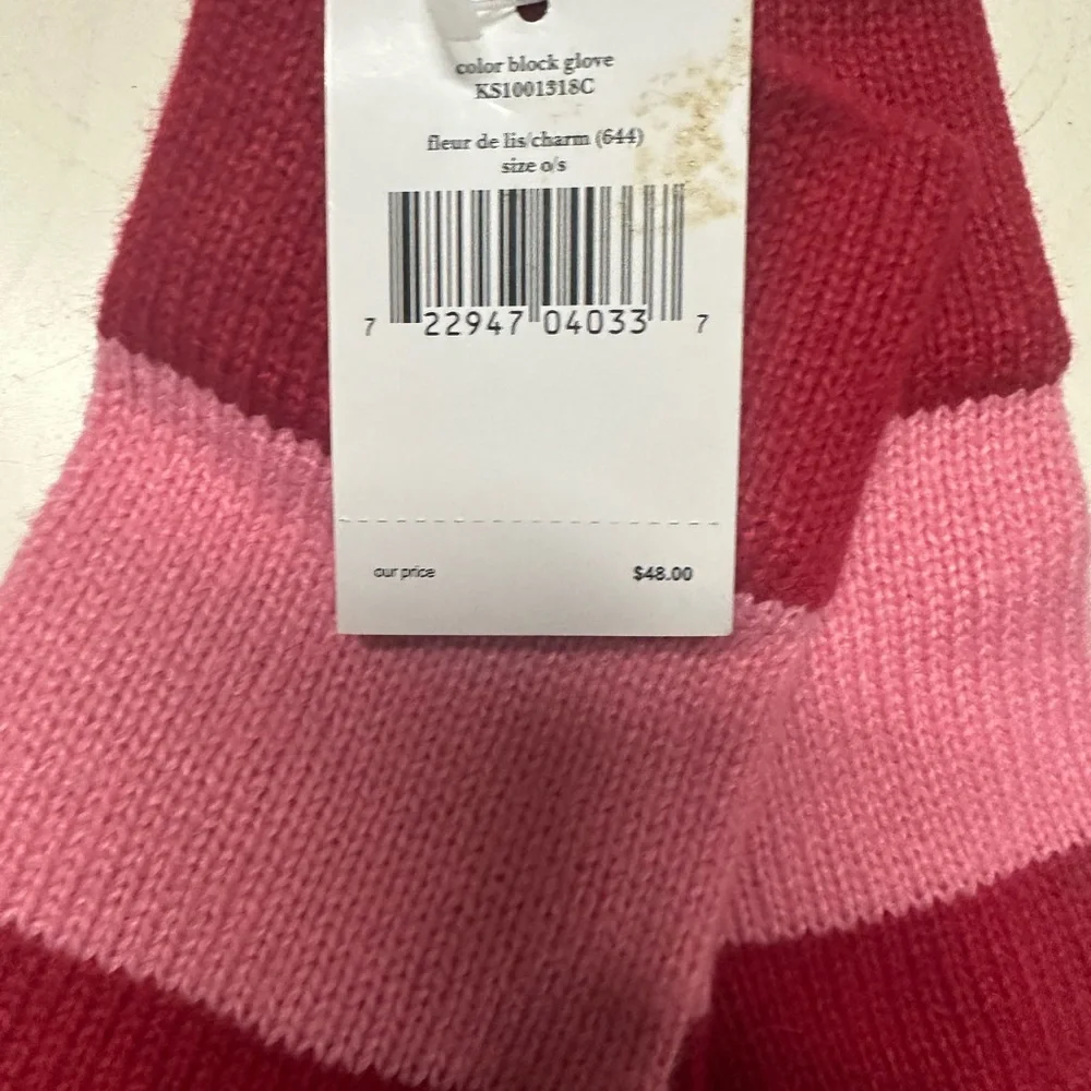 Kate Spade New York Colorblock Gloves Red Pink Knit NEW